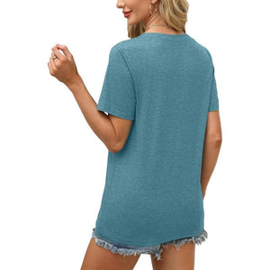 WIHOLL Womens Tops Summer Short Sleeve V Neck Blouses Business Casual Loose Fit Tshirts Trendy Fashion Outfits Shortsleeve Everyday - Yahko Merchandise