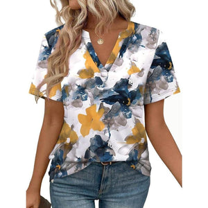WIHOLL Womens Tops Summer Short Sleeve V Neck Blouses Business Casual Loose Fit Tshirts Trendy Fashion Outfits Shortsleeve Everyday - Yahko Merchandise