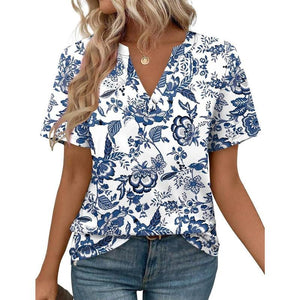 WIHOLL Womens Tops Summer Short Sleeve V Neck Blouses Business Casual Loose Fit Tshirts Trendy Fashion Outfits Shortsleeve Everyday - Yahko Merchandise