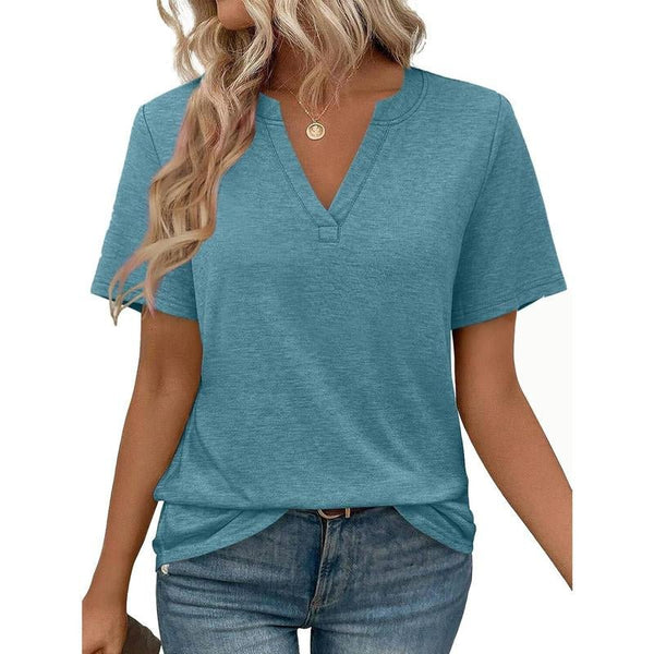 WIHOLL Womens Tops Summer Short Sleeve V Neck Blouses Business Casual Loose Fit Tshirts Trendy Fashion Outfits Shortsleeve Everyday - Yahko Merchandise