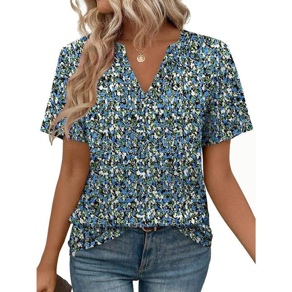 WIHOLL Womens Tops Summer Short Sleeve V Neck Blouses Business Casual Loose Fit Tshirts Trendy Fashion Outfits Shortsleeve Everyday - Yahko Merchandise