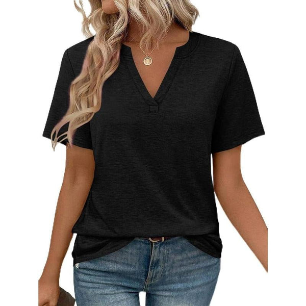 WIHOLL Womens Tops Summer Short Sleeve V Neck Blouses Business Casual Loose Fit Tshirts Trendy Fashion Outfits Shortsleeve Everyday - Yahko Merchandise