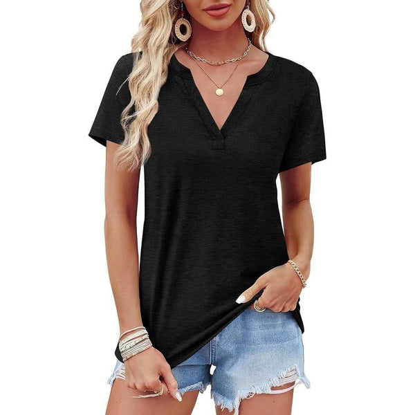 WIHOLL Womens Tops Summer Short Sleeve V Neck Blouses Business Casual Loose Fit Tshirts Trendy Fashion Outfits Shortsleeve Everyday - Yahko Merchandise