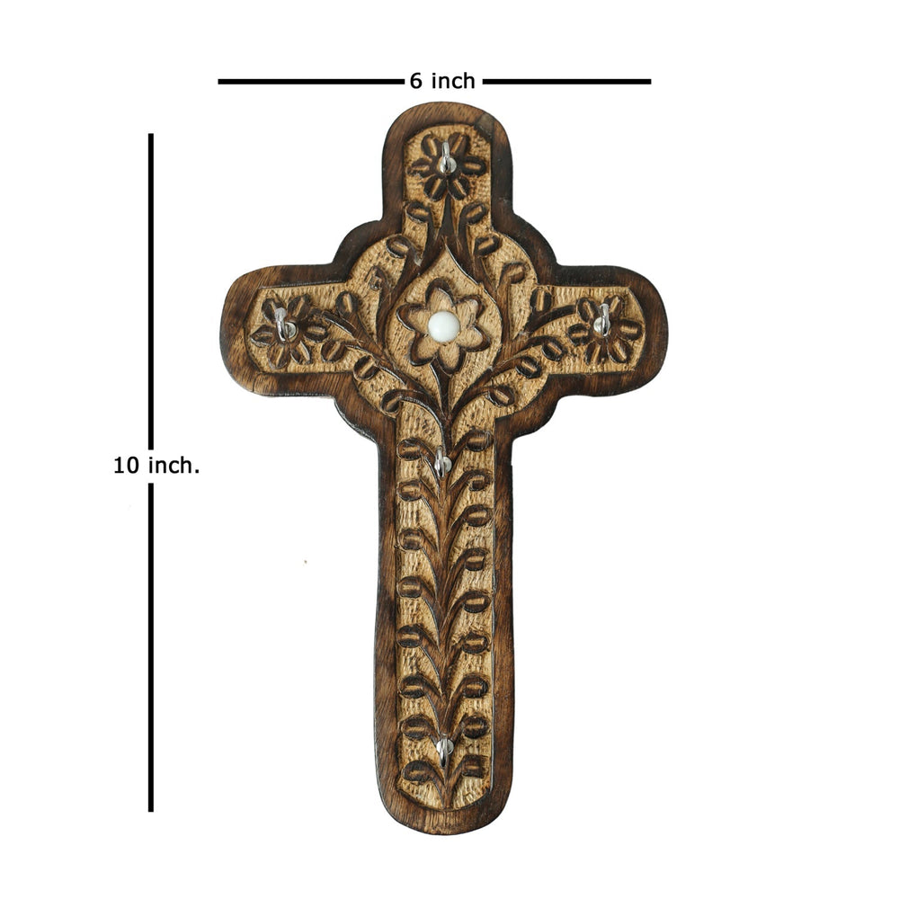 WILLART Cross Design Wall Key Holder 5 Key Hooks for The Home Wall - Yahko Merchandise