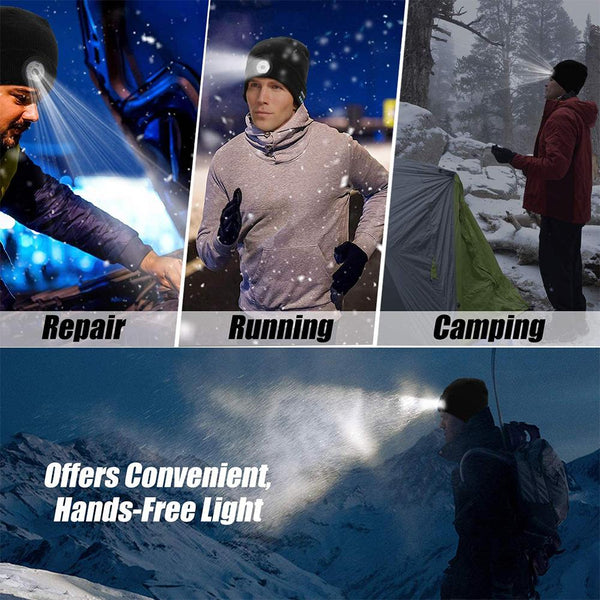 Wireless Bluetooth LED Hat with Music Speakers Light Winter Gift - Yahko Merchandise
