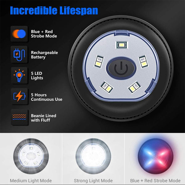 Wireless Bluetooth LED Hat with Music Speakers Light Winter Gift - Yahko Merchandise