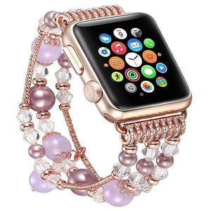 Women Agate Beads Strap Bracelet For Apple Watch All Series - Yahko Merchandise