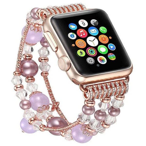 Women Agate Beads Strap Bracelet For Apple Watch All Series - Yahko Merchandise