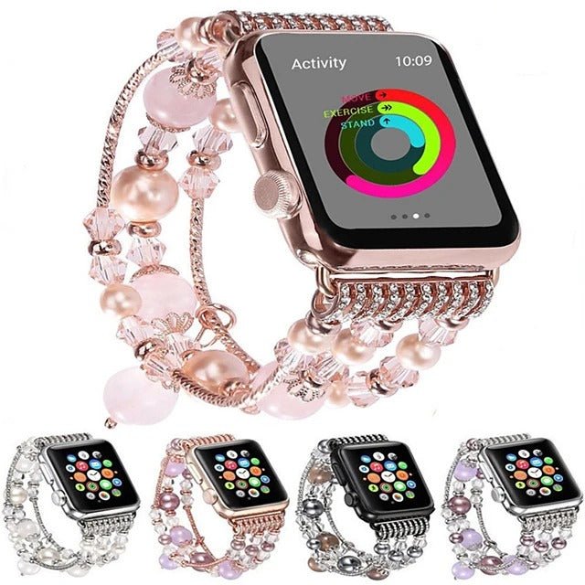Women Agate Beads Strap Bracelet For Apple Watch All Series - Yahko Merchandise