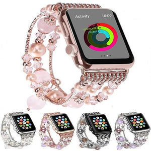 Women Agate Beads Strap Bracelet For Apple Watch All Series - Yahko Merchandise