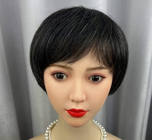 Women's Flower White Short Straight Top Old Flower White Mixed Human Hair Wigs - Yahko Merchandise