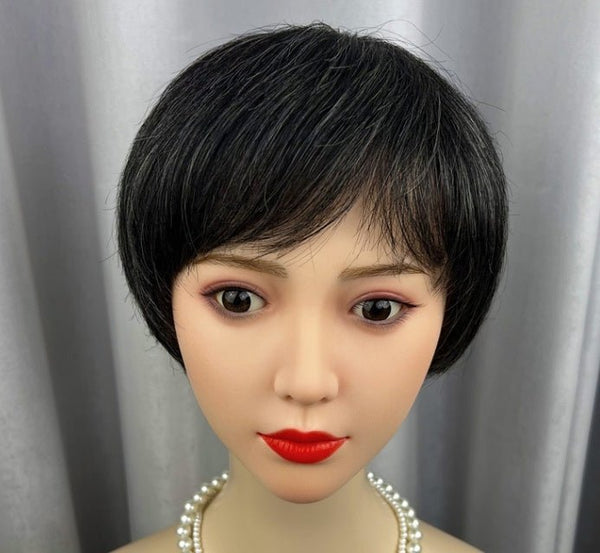 Women's Flower White Short Straight Top Old Flower White Mixed Human Hair Wigs - Yahko Merchandise
