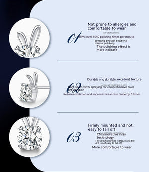 Women's Rabbit Moissanite Sterling Silver Earrings - Yahko Merchandise