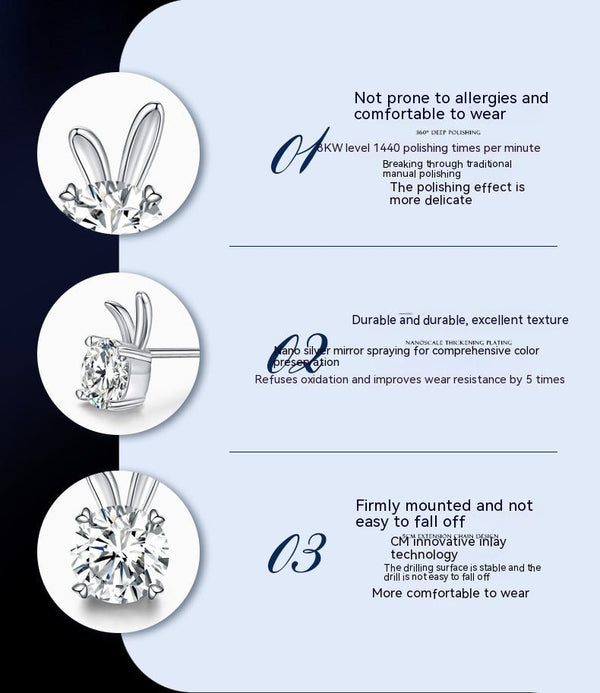 Women's Rabbit Moissanite Sterling Silver Earrings - Yahko Merchandise