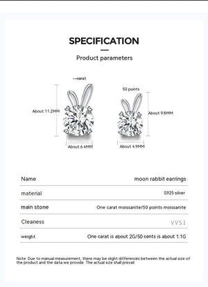 Women's Rabbit Moissanite Sterling Silver Earrings - Yahko Merchandise