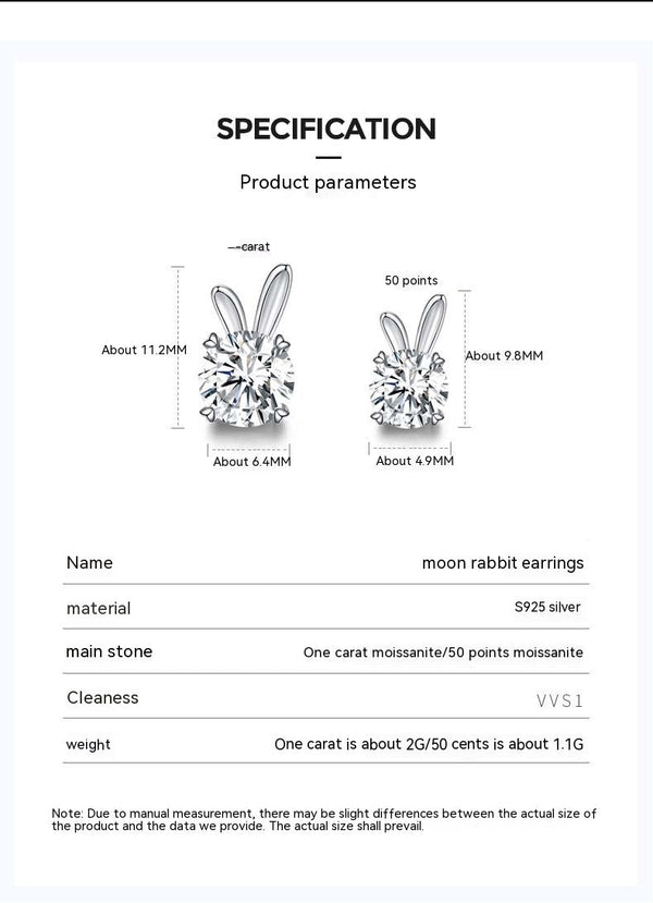 Women's Rabbit Moissanite Sterling Silver Earrings - Yahko Merchandise