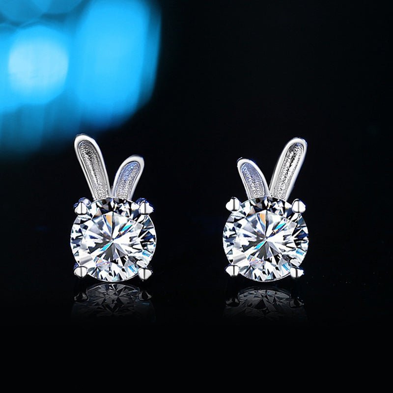 Women's Rabbit Moissanite Sterling Silver Earrings - Yahko Merchandise