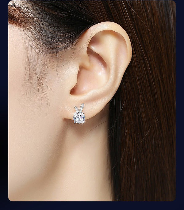 Women's Rabbit Moissanite Sterling Silver Earrings - Yahko Merchandise