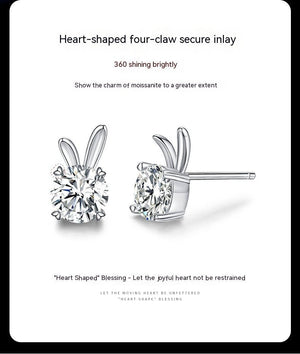 Women's Rabbit Moissanite Sterling Silver Earrings - Yahko Merchandise