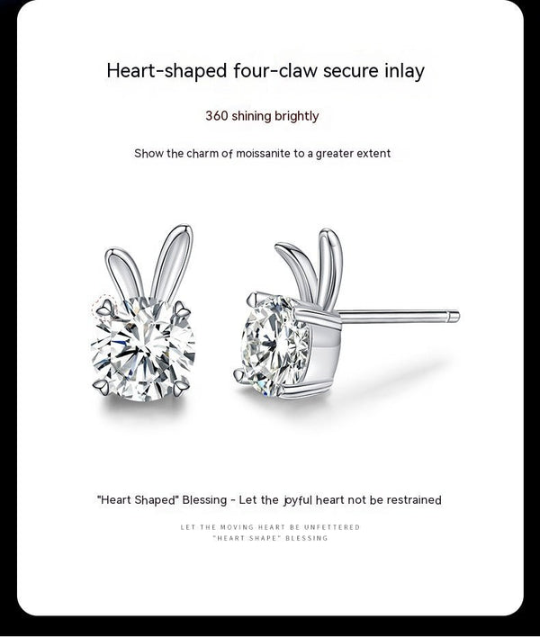 Women's Rabbit Moissanite Sterling Silver Earrings - Yahko Merchandise