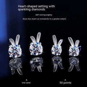 Women's Rabbit Moissanite Sterling Silver Earrings - Yahko Merchandise