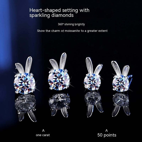 Women's Rabbit Moissanite Sterling Silver Earrings - Yahko Merchandise