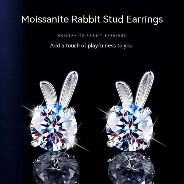 Women's Rabbit Moissanite Sterling Silver Earrings - Yahko Merchandise