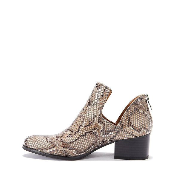 Womens Shoe - Low Heel Snakeskin Style Fredricka Booties (size 7.5) - Yahko Merchandise