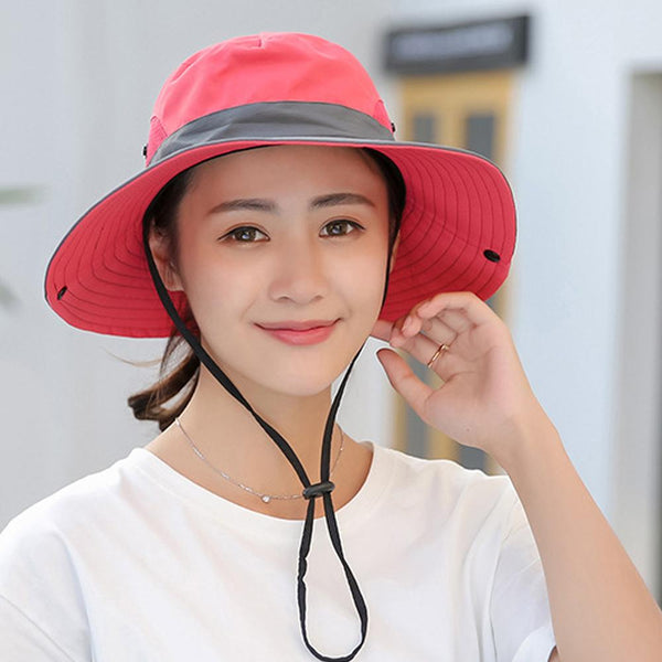 Womens UV Protection Wide Brim Sun Hats Cooling Mesh Ponytail Hole Cap - Yahko Merchandise