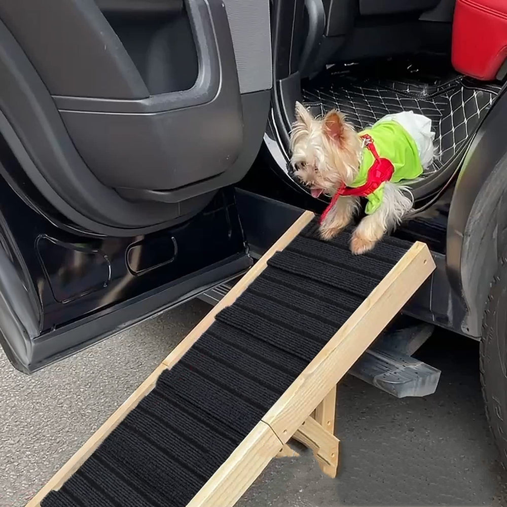 Wooden Adjustable Pet Dog Ladder Foldable Portable Non - slip Ramp - Yahko Merchandise