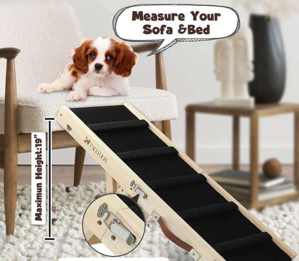 Wooden Adjustable Pet Dog Ladder Foldable Portable Non - slip Ramp - Yahko Merchandise