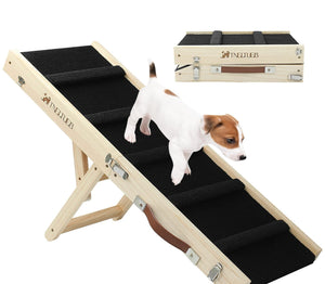 Wooden Adjustable Pet Dog Ladder Foldable Portable Non - slip Ramp - Yahko Merchandise