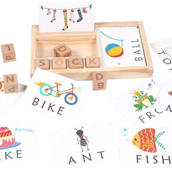 Wooden English Word Learning Cardboard Toys Games Educational - Yahko Merchandise
