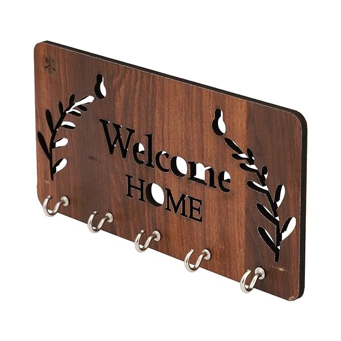 Wooden Key Holder for Home Decor Classic with 5 Hooks Wall Mount 1 Pcs - Yahko Merchandise