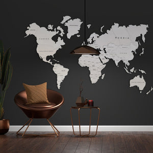 Wooden World Map White Rustic Wall Art Home Decor Travel Map Wood Gift - Yahko Merchandise