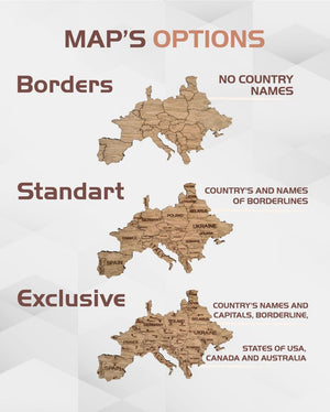 Wooden World Map White Rustic Wall Art Home Decor Travel Map Wood Gift - Yahko Merchandise
