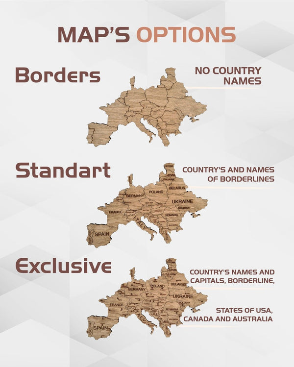Wooden World Map White Rustic Wall Art Home Decor Travel Map Wood Gift - Yahko Merchandise