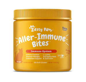Zesty Paws Cat Allergy Relief - Anti Itch Supplement - Omega 3 Probiotics - Salmon Oil Digestive Health - Soft Chews for Skin & Seasonal Allergies - with Epicor Pets - Bacon - 60 Count - Yahko Merchandise