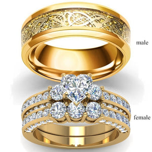 Zircon Gold Dragon Ring Ring For Couples - Yahko Merchandise