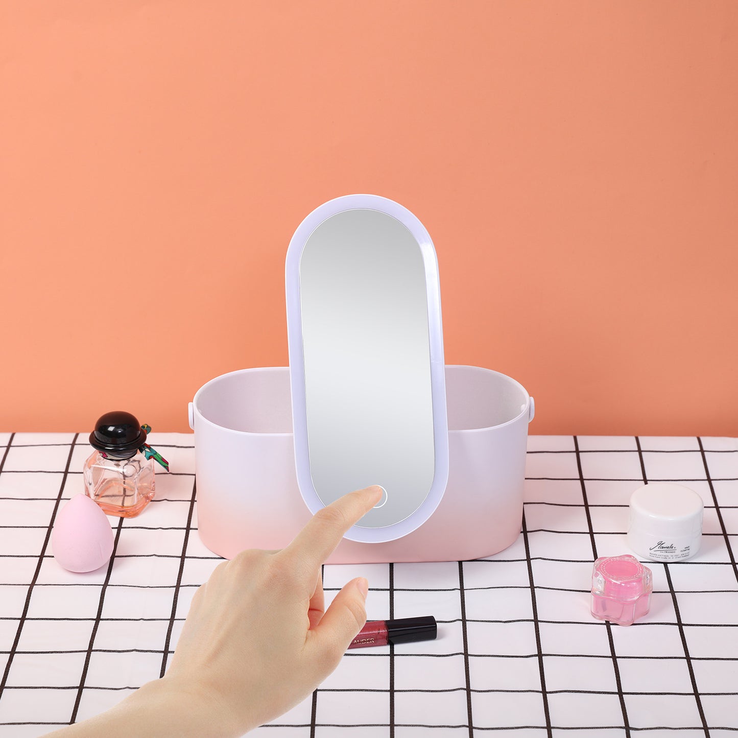 Storage Box LED Makeup Mirror Portable Portable With Light