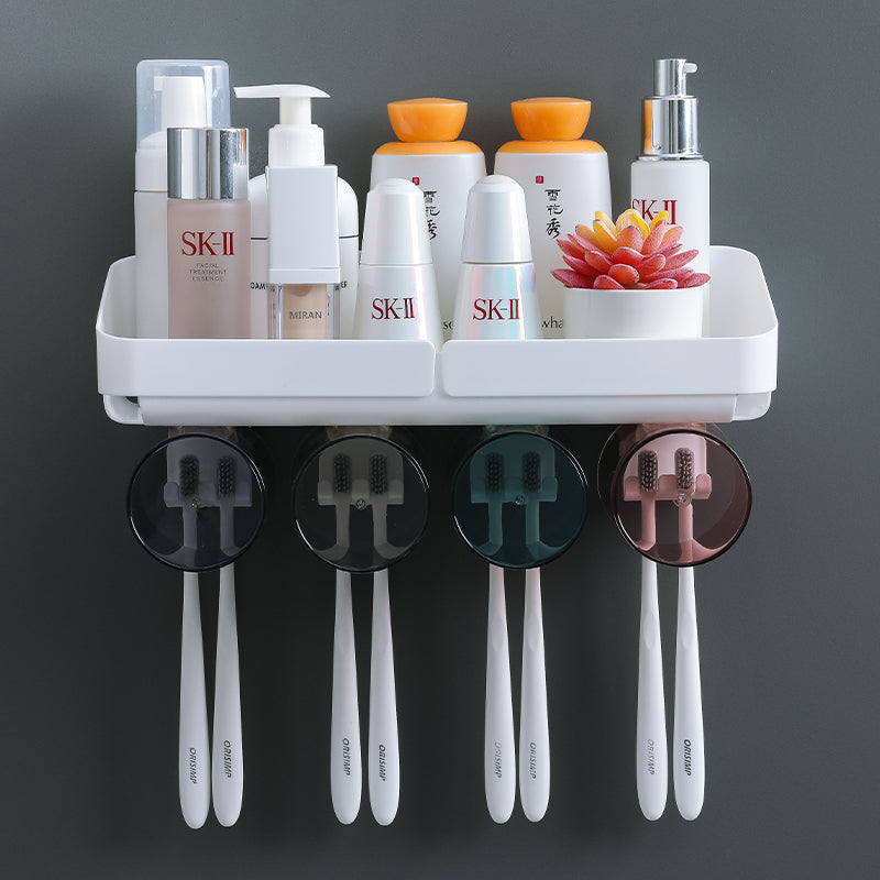 Bathroom Wall Mounted Skin Care and Toothbrush Organizer