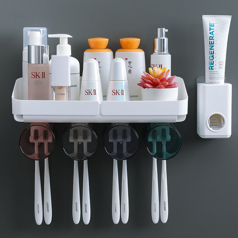 Bathroom Wall Mounted Skin Care and Toothbrush Organizer