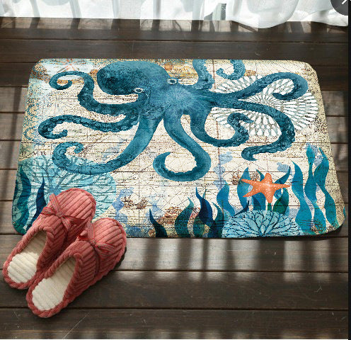 Sea turtle octopus seahorse doormat