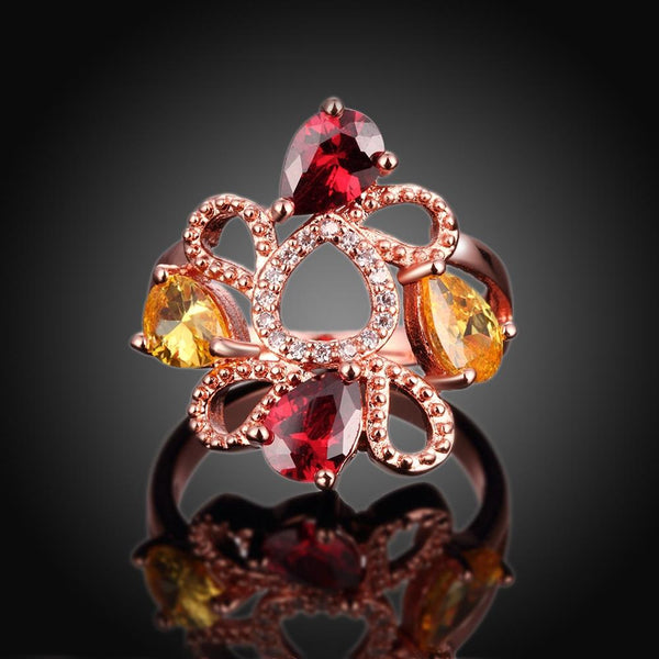 18K Rose Gold Plated Lena Flower Ring - Yahko Merchandise