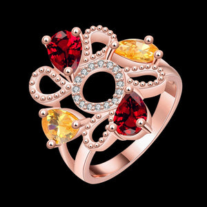 18K Rose Gold Plated Lena Flower Ring - Yahko Merchandise