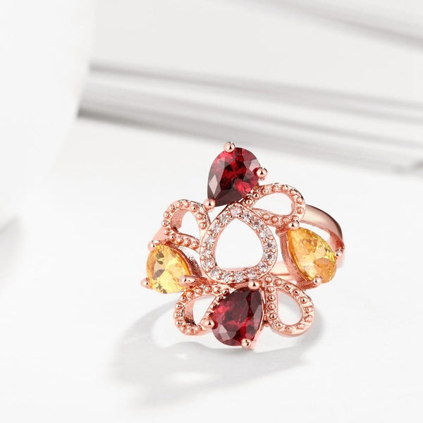 18K Rose Gold Plated Lena Flower Ring - Yahko Merchandise