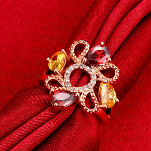 18K Rose Gold Plated Lena Flower Ring - Yahko Merchandise