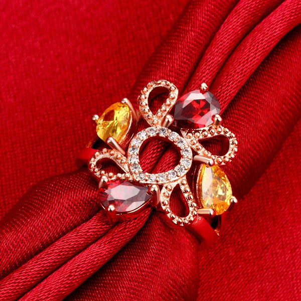18K Rose Gold Plated Lena Flower Ring - Yahko Merchandise