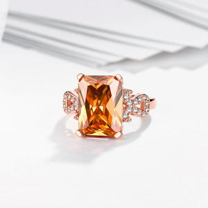 18K Rose Gold Plated Marceline Morganite Crystal Ring - Yahko Merchandise