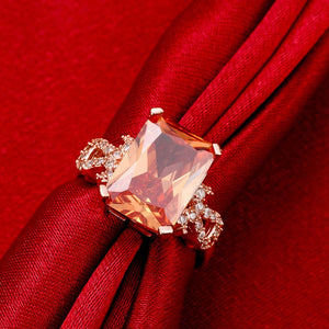 18K Rose Gold Plated Marceline Morganite Crystal Ring - Yahko Merchandise